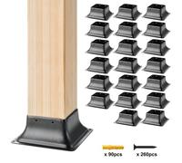 VEVOR 20 Piezas Soportes para Postes de Madera 4" x 4"(102 x 102 mm) Base Interna de Poste de Acero al Carbono para Anclaje de Poste de Madera Estándar de Barandilla, Barandilla de Terraza, Porche