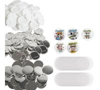 VEVOR 200 Juegos de Piezas de Botón de Pin de Insignia 75mm Kit de Insignias de Pin de Bricolaje 100 Partes Inferiores de Metal y 100 de Plástico Chapas Personalizadas, Máquina NO incluida