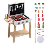 VEVOR Juego de Parrilla de Madera con Comida de Juguete y Herramientas para Asar Accesorio de Cocina de Madera para Jugar con Comida 21 PCS Juguete Parrilla Vertical para Niños de 3 Años en Adelante