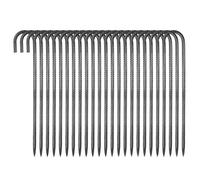 VEVOR 24 PCS Estacas de Varilla de Refuerzo 406,4 mm con Gancho en J de Diámetro 1 cm, Anclajes de Acero Galvanizado con Punta de Cincel y Revestimiento Resistente a la Oxidación para Jardinería