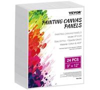 VEVOR 24 PCS Paneles de Lienzo para Pintar, Lienzos de 229 x 305 mm para Pintar, Paneles de Lienzo para Dibujar, Pintar con Acrílico, Óleo, Acuarela, Lienzo para Niños y Profesionales, Blanco