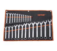 VEVOR 25 PCS Juego de Llaves Combinadas, Juego de Llaves de Boca con Bolsa Enrollable, juego de Llaves Grande de Acero al Carbono Métricas de 6-32 mm para Uso Doméstico, Reparaciones de Automóviles