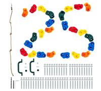 VEVOR 25 presas para escalada en roca, rocas de escalada de varios tamaños y colores para niños y adultos, presas para muros de escalada con cuerda anudada, asas y herrajes de montaje, agarres para mu