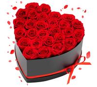 VEVOR 27 Rosas Eternas en Caja con Forma de Corazón, Ramo de Flores Preservadas, Caja de Regalo de Flores para tu Esposa, Madre, Pareja, para Boda, Día de la Madre, San Valentín, Navidad, Rojo