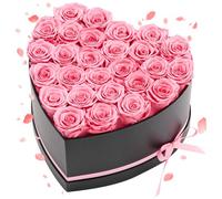 VEVOR 27 Rosas Eternas en Caja con Forma de Corazón, Ramo de Flores Preservadas, Caja de Regalo de Flores para Esposas, Madres, Amantes, para Bodas, Día de la Madre, San Valentín, Navidad, Rosa