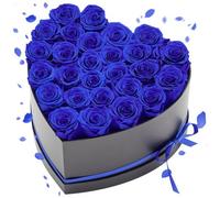 VEVOR 27 Rosas Eternas en Caja con Forma de Corazón, Ramo de Flores Preservadas, Regalo para Esposa, Madre, Pareja, Boda, Día de la Madre, San Valentín, Navidad, Azul Real, 224 x 231 x 145 mm