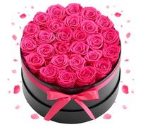 VEVOR 27 Rosas Eternas en Caja Redonda, Ramo de Flores Preservadas, Caja de Regalo de Flores para Esposa, Madre, Pareja, Boda, Día de la Madre, San Valentín, Navidad, Rosa Roja, 227 x 227 x 140 mm