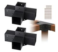 VEVOR 2PCS Kit de Soporte de Pérgola 4"x4" (10x10 cm) Soporte para Postes de Maderas 2 Soportes de Esquina de 4 Vías Postes de Madera Hardware de Bricolaje para Cenadores, Pérgolas de Patio, Cabañas