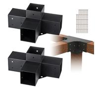 VEVOR 2PCS Kit de Soporte de Pérgola 4"x4" (10x10 cm) Soporte para Postes de Maderas 2 Soportes de Esquina de 4 Vías Postes de Madera Hardware de Bricolaje para Cenadores, Pérgolas de Patio, Cabañas