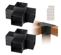 VEVOR 2PCS Kit de Soporte de Pérgola 6"x6" (15x15 cm) Soporte para Postes de Maderas 2 Soportes de Esquina de 4 Vías Postes de Madera Hardware de Bricolaje para Cenadores, Pérgolas de Patio, Cabañas