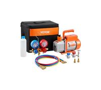 VEVOR 3,5 CFM Bomba de Vacío y Manómetro de Aire Acondicionado de Una Etapa Kit de Manómetro de Colector de Refrigerante de Aire Acondicionado con Mangueras para R134a R12 R22 R502a R410A R404 R407C