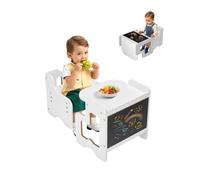 VEVOR 3 en 1 Juego de Mesa y Silla Montessori para Destete con Pizarra, Mesa Montessori de Altura Ajustable 380 x 316 x 400 mm para Leer, Dibujar, Comer y Jugar para Niños de 1 a 5 Años, Blanco
