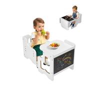 VEVOR 3 en 1 Juego de Mesa y Silla Montessori para Destete con Pizarra, mesa Montessori de altura ajustable 380 x 316 x 400 mm para Leer, Dibujar, Comer y Jugar para Niños de 1 a 5 Años, Blanco
