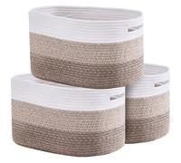 VEVOR 3 PCS Cestas de Algodón de Almacenamiento de 22 L Cesta Trenzada con Asas 380x250x225mm