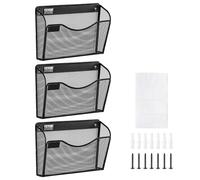 VEVOR 3 PCS de de Malla Metálica para Archivos de 1 Capa Carpeta de Almacenamiento de Documentos y Papel, Estante de Pared de Archivos con Etiqueta con Nombre para Oficina, Escuela