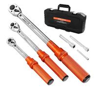 VEVOR 3 PCS Juego de Llaves Dinamométricas de Clic Accionamiento de 1/4", 3/8" y 1/2" 72 Dientes Escalas de Doble Dirección y Doble Rango ±3% de Alta Precisión para Reparación de Bicicletas