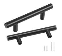 VEVOR Tiradores para Muebles de Cocina, 30 Piezas, Tiradores para Puertas de Gabinetes de Acero Inoxidable, Espacio entre Orificios Centrales 76 mm, Tiradores para Cajones, Cocina, Baño, Negro Mate