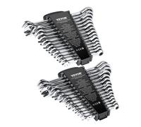 VEVOR 30 PCS Juego de Llaves Combinadas, Juego de Llaves de Trinquete con Estante Organizador, Juego de Llaves Mediano SAE de 1/4" a 1" y Métricas de 8 mm a 24 mm para Reparaciones de Automóviles