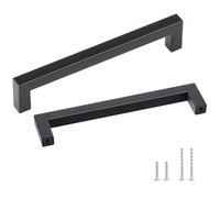 VEVOR Tiradores para Muebles de Cocina, 30 Piezas, Tiradores para Puertas de Gabinetes de Acero Inoxidable, Espacio entre Orificios Centrales 160 mm, Tiradores Cuadrados para Cocina, Baño, Negro Mate