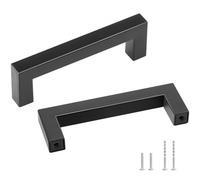 VEVOR Tiradores para Muebles de Cocina, 30 Piezas, Tiradores para Puertas de Gabinetes de Acero Inoxidable, Espacio entre Orificios Centrales 96 mm, Tiradores Cuadrados para Cocina, Baño, Negro Mate