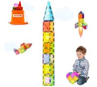 VEVOR 32 Piezas de Bloques Magnéticos para Niños Juego de Construcción con Imán y Bolsa de Almacenamiento, Juguete Apilable Sensorial de Construcción Educativa Stem para Niños de 3 Años en Adelante