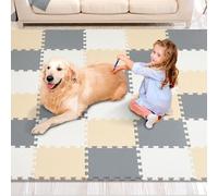 VEVOR 36 PCS Alfombra de Juego Baldosas de Espuma EVA de 10 mm de Grosor Alfombra de Rompecabezas de 31,5x31,5 cm, Alfombrillas Entrelazadas para Niños para Sala de Juegos, Hogar, Camel, Gris y Beige