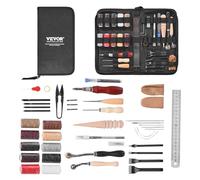 VEVOR 38 Piezas Kit de Herramientas para Trabajar el Cuero con Bolsa de Lona Portátil, Herramientas de Corte para Estampación, Costura y Grabado, para Principiantes, Entusiastas del Bricolaje