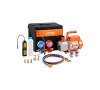 VEVOR 4,5 CFM Bomba de Vacío y Manómetro de Aire Acondicionado de 1 Etapa Kit de Manómetro de Colector de Refrigerante de Aire Acondicionado con Mangueras para R134a, R12, R22, R502a, R410A, R404, R40