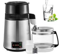 VEVOR 4 L Destilador de Agua de Acero Inox 750 W, Destilación Filtro Purificador, Destilador de Agua Portátil con Botella de Vidrio de Colección Pura Máquina para el Agua Destilada Casera