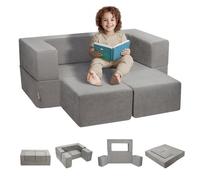 VEVOR Sofá Modular para Niños, 4 Piezas, Sofá Convertible Nugget, Sofá Seccional para Niños con Funda Extraíble, Silla de Espuma para Bebés Hecha a Mano, Gris Oscuro, 1000 x 1000 x 200 mm, Carga 90 kg