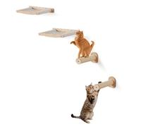 VEVOR 4 PCS Estantes de Pared para Gatos Carga de 18,14 kg Estantes de Pared para Gatos y Perchas con Postes para Saltar y Hamacas Forro Polar Coral Extraíble y Lavable para Dormir, Jugar y Trepar