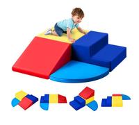 VEVOR 4 PCS Juego de Juguetes de Escalada de Espuma, Bloques de Escalada de Cuero Sintético, Juego de Actividades para Trepar y Gatear en Interiores Fácil de Limpiar, para Niños de 6 Meses a 3 Años