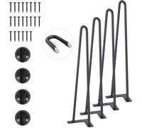 VEVOR Patas de Mesa de Horquilla 4 PCS Patas de Muebles 482 mm Acero Macizo Capacidad de Carga 227 kg Patas de Oficina 2 Varillas con Tornillos y Patines Protectores para Casa Oficina Comedor, Negra
