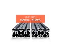 VEVOR 4 Piezas Perfiles de Extrusión de Aluminio 4040 con ranura en T de 600 mm, Riel Lineal Anodizado de Alta Resistencia para Impresora 3D, Máquina CNC (DIY), Grabado Láser, Color Negro