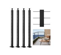 VEVOR Juego de barandilla de 4 piezas para valla de balcón 1067 x 100 x 100 mm poste para panel de jardín, balcón puente, kit de poste para balcón de terraza, negro, 4JZLGZXHS106URZU0001V0
