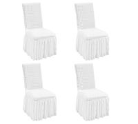 VEVOR Fundas para Sillas Plegables de Elastano Elástico, Funda Universal para Silla con Falda, Funda Protectora Lavable Extraíble, para Bodas, Banquetes, Fiestas 440 x 510 x 925 mm(4 Piezas Blancas)
