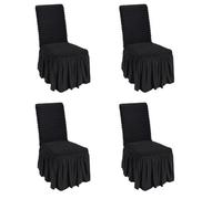 VEVOR 4 Piezas Negro Fundas para Sillas Plegables de Elastano Elástico, Funda Universal para Silla con Falda, Fundas Protectoras Lavables Extraíbles, para Bodas, Banquetes, Fiestas 440 x 510 x 925 mm