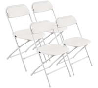 VEVOR 4 Piezas Sillas Plegables de Plástico con Estructura de Metal, Blanco