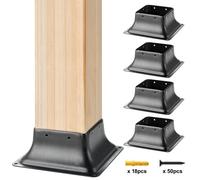 VEVOR 4 Piezas Soportes para Postes de Madera 4" x 4"(102 x 102 mm) Base Interna de Poste de Acero al Carbono para Anclaje de Poste de Madera Estándar de Barandilla, Barandilla de Terraza, Porche