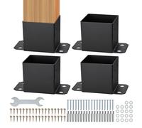 VEVOR 4 Piezas Soportes para Postes de Madera 6"x6"(152x152 mm) Base Interna de Poste de Acero al Carbono para Anclaje de Poste con Recubrimiento en Polvo para Barandilla de Soporte, Terraza, Negro