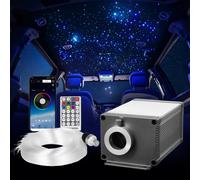 VEVOR Kit de Luces de Estrella de Fibra Óptica, 450 PCS 0,76 mm 3 m Luces de Techo de Fibra Óptica con Aplicación Bluetooth, Control Remoto, Activación por Sonido, Motor de Luz RGBW para Coche