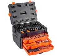 VEVOR 450 PCS Kit de Herramientas Mecánicas con Vasos Profundos y Estándar de 6,4/9,5/12,7 mm, Kit de Herramientas Mecánicas SAE Métricas con Puntas, Llaves, Accesorios y Estuche con Cajón Naranja