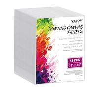 VEVOR 48 PCS Paneles de Lienzo para Pintar, Lienzos de 280 x 355 mm para Pintar, Paneles de Lienzo para Dibujar, Pintar con Acrílico, Óleo, Acuarela, Lienzo para Niños y Profesionales, Blanco