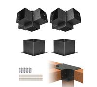 VEVOR 4PCS Kit de Soporte de Pérgola 6"x6" (15x15 cm) Soporte para Postes de Maderas 2 Soportes de Esquina de 4 Vías y 2 Bases de Vigas Hardware de Bricolaje para Cenadores, Pérgolas de Patio, Cabañas