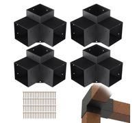VEVOR 4PCS Kit de Soporte de Pérgola 6"x6" (15x15 cm) Soporte para Postes de Maderas 4 Soportes de Esquina de 3 Vías Postes de Madera Hardware de Bricolaje para Cenadores, Pérgolas de Patio, Cabañas