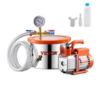 VEVOR 5,68 L Cámara de Vacío y Kit de Bomba 3,5 CFM Kit de Cámara de Desgasificación con Bomba de Vacío de Una Etapa con Tapa de Acrílico, Aceite, Manguera para Desgasificar Resinas, Siliconas