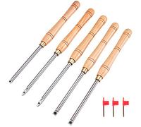 VEVOR 5 cinceles de torneado de 12 mm de metal duro, con cortador multifuncional de metal duro, herramienta de carpintería con mango de madera y 5 cortadores de metal duro