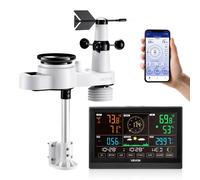 VEVOR 5 en 1 Estación Meteorológica Solar Wifi, con Pantalla VA de 190,5 mm, Sensor Solar Exterior, Pronóstico del Tiempo, Temperatura, Humedad, Precipitaciones, Velocidad y Dirección del Viento