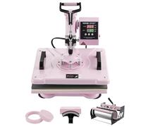VEVOR 5 en 1 Máquina de Prensado por Calor con Prensa de Vaso de 0,85 kg, 300 x 380 mm, Prensa Térmico con Giro de 360° y Control Digital Preciso para Camisetas, Tazas, Sombreros y Platos, Rosa