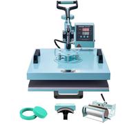 VEVOR 5 en 1 Máquina de Prensado por Calor con Prensa de Vaso de 887 ml, 380 x 380 mm, Prensa Térmico con Giro de 360° con Control Digital Preciso para Camisetas, Tazas, Sombreros y Platos, Verde